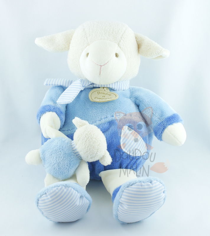  les zamigolos peluche mouton bleu avec bébé 